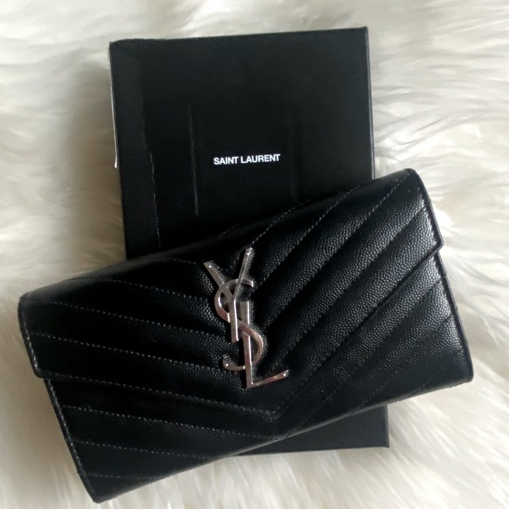 FINAL PRICE DROP - LIKE NEW - Authentic YSL Large Monogram Matelassé Wallet